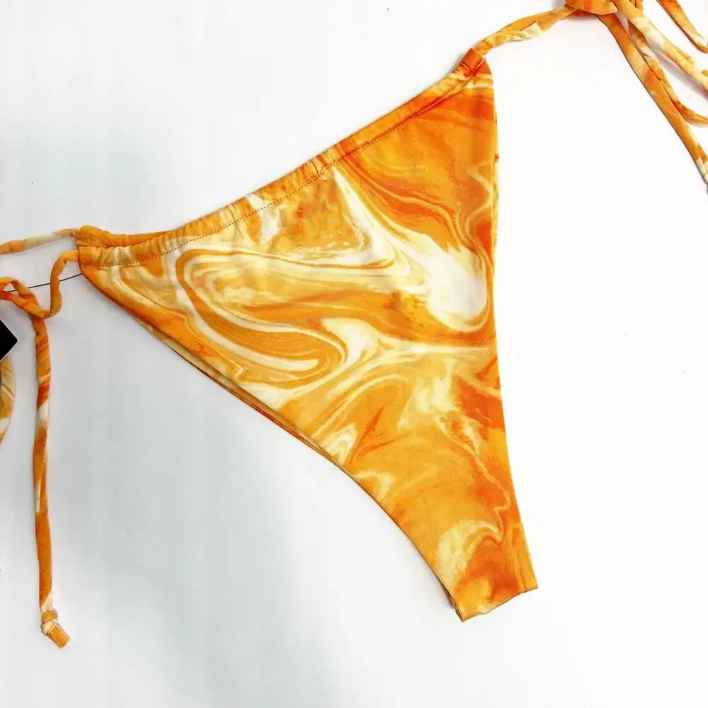 NAKED WARDDROBE DREAMSICLE LARGE ORANGE TWO PIECE BIKINI SET NEW